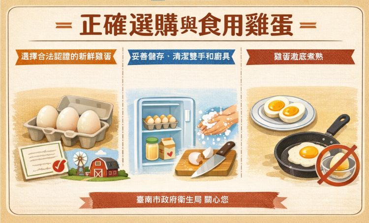 台中禽流感養雞場所生產雞蛋 並未流入南市,請民眾正確選購與食用雞蛋