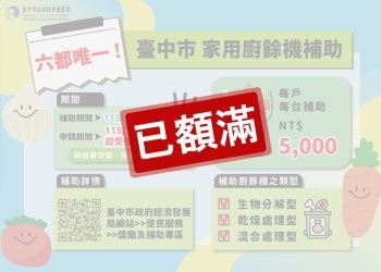 台中人挺環保！　家用廚餘機補助萬台「一週秒殺」 　市府三大機制「從嚴審查」防弊