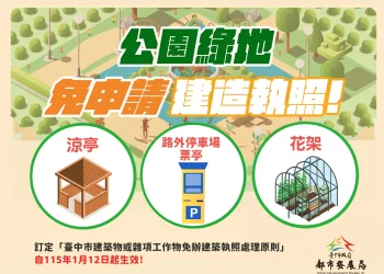 加速公共建設推動 中市訂定免辦建築執照處理原則
