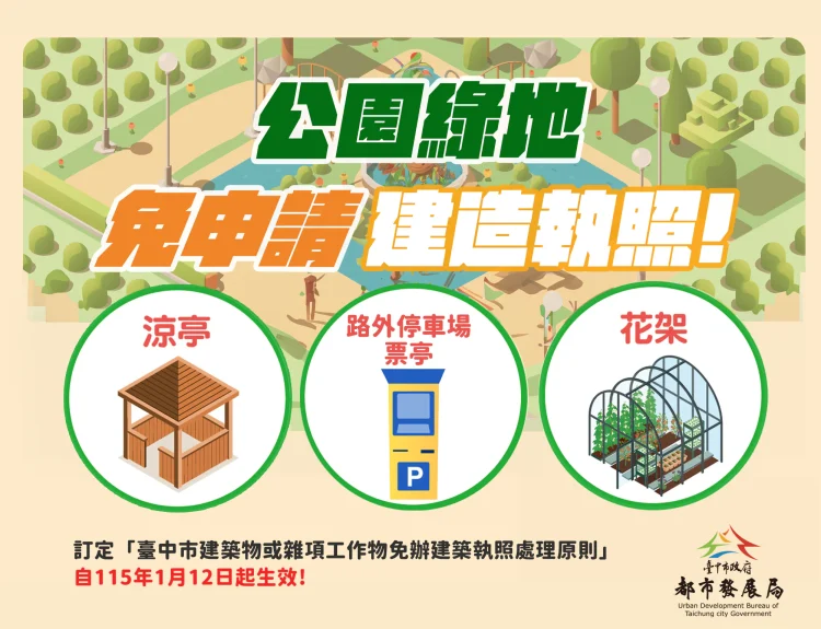 加速公共建設推動 中市訂定免辦建築執照處理原則