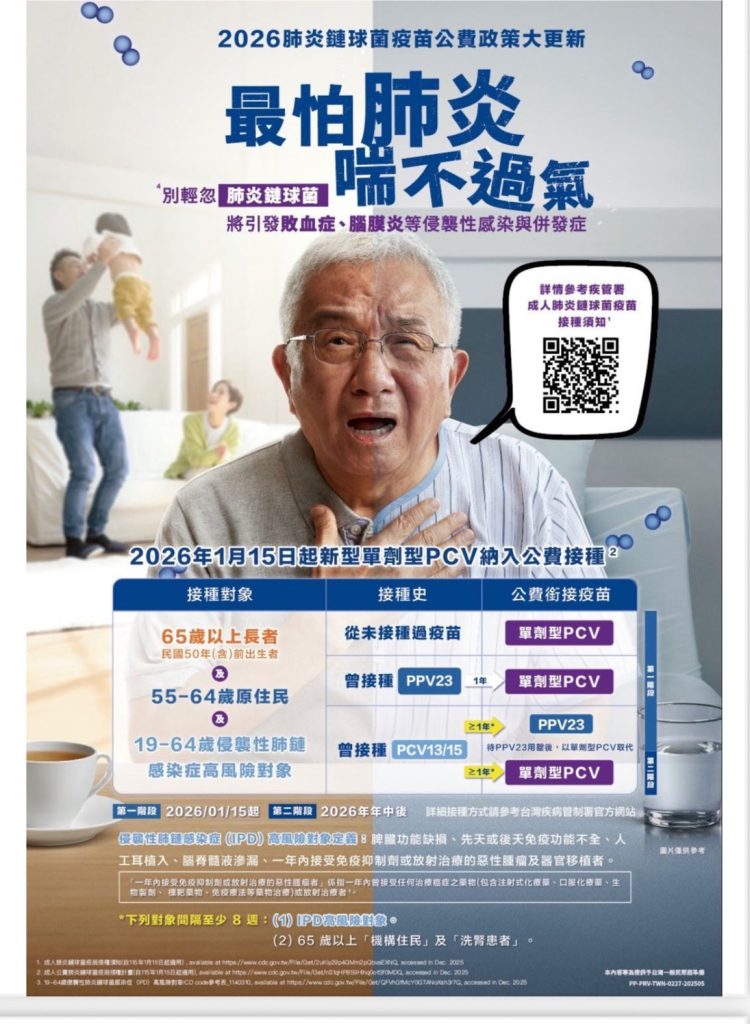抗流感季再加一道防線　臺東成人肺鏈疫苗公費升級實施