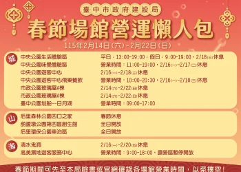 春節不打烊！台中市建設局為遊客提供完整的場館營業資訊