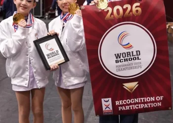 榮耀彰化　世界喝采　員林國小游捷米、張璦薇勇奪　2026世界中小學啦啦隊錦標賽雙人彩球冠軍