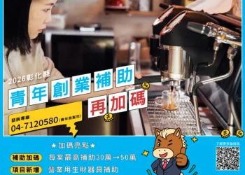 彰化縣青年創業補助再升級　最高補助提高至50萬元