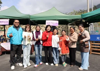 草嶺櫻花盛開人潮湧現　張麗善縣長勘查交通疏運、慰勞執勤人員