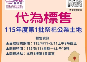 彰化縣政府代為標售115年度第1批祭祀公業未能釐清權屬土地開始公告