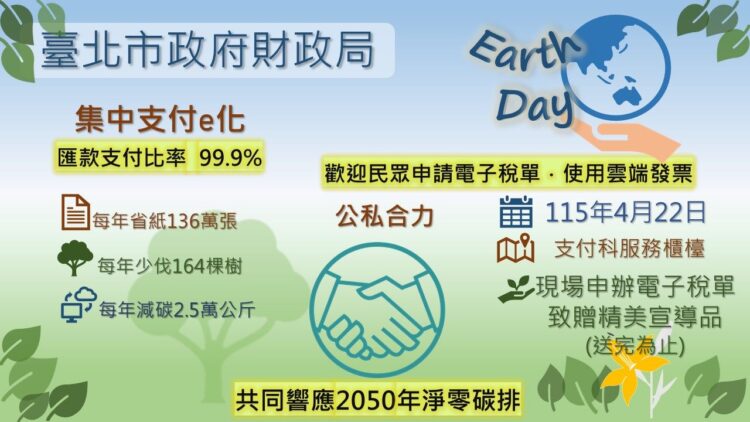 422世界地球日 北市財政局推電子稅單送好禮
