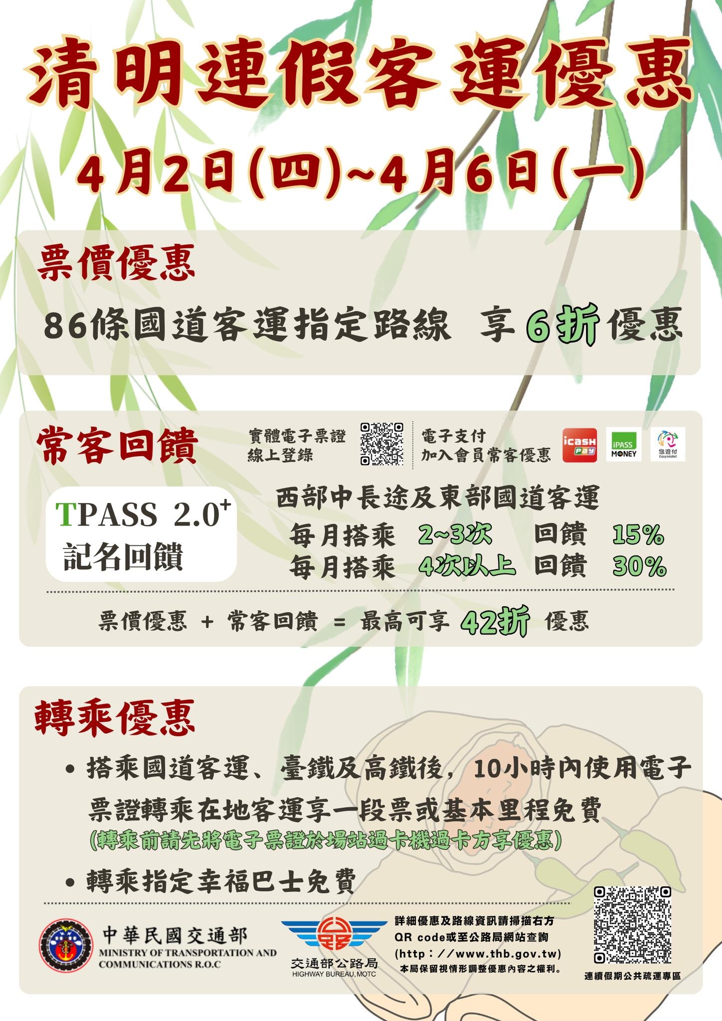 清明連假公運享優惠,掃墓返鄉輕鬆無負擔