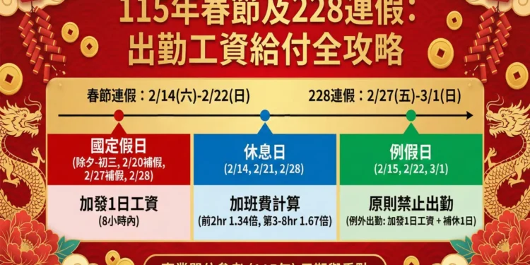 115年春節及228連假 出勤工資給付一次看