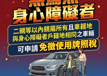 牌照稅減免鬆綁　身障者與二親等親屬不限同戶籍