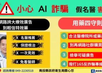 AI換臉詐騙入侵醫療廣告！ 南投縣衛生局籲民眾　購買藥品務必循合法管道