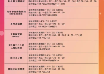 彰化縣文化局115年清明連假期間各館所開館情形