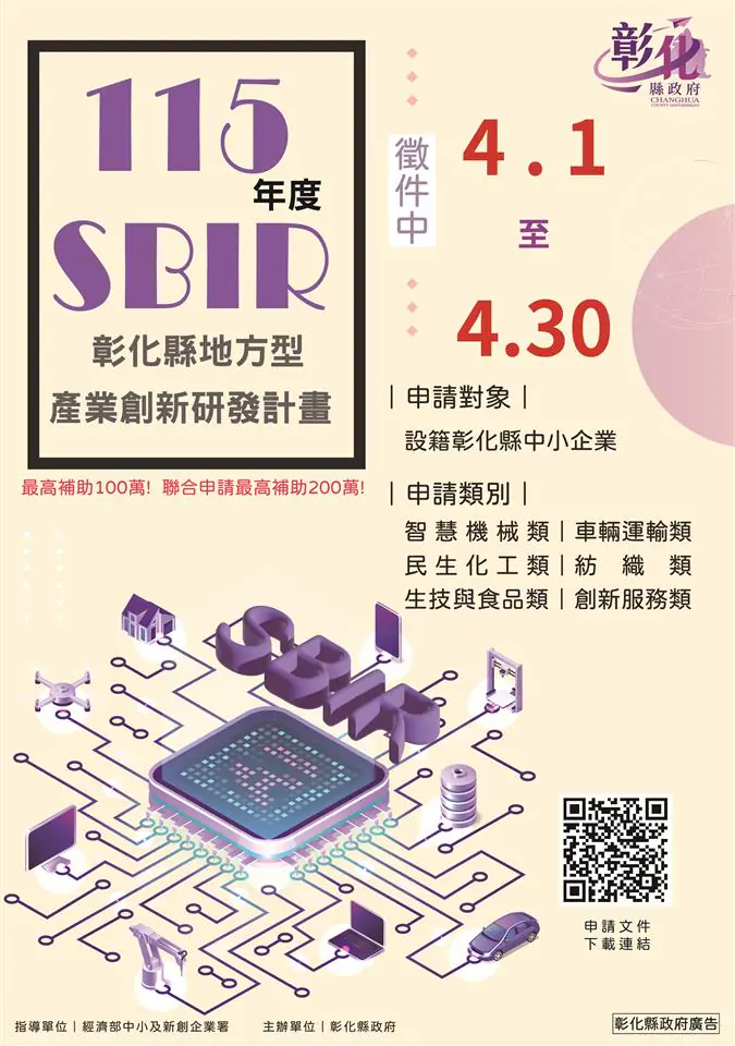 彰化地方型SBIR補助創新高5,130萬4,000元 結合3.8億元轉型政策加速產業升級 1 62 4
