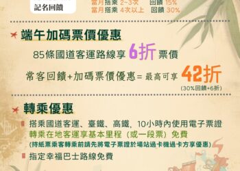 端午節連假搭乘公共運輸　享票價優惠