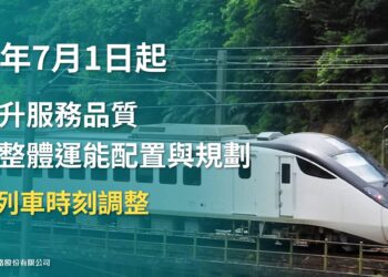 臺鐵公司自115年7月1日起　進行時刻調整