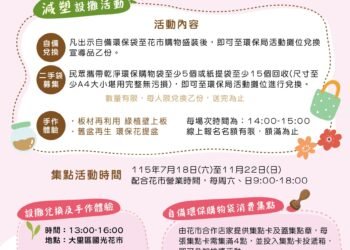 自備購物袋逛花市抽限定好禮！　中市環保局攜手國光花市「減塑好花日」7/18開跑
