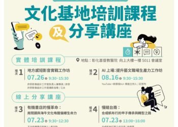 職能升級！ 彰化縣文化基地培訓課程開跑　助力文化經營韌性　歡迎報名參加